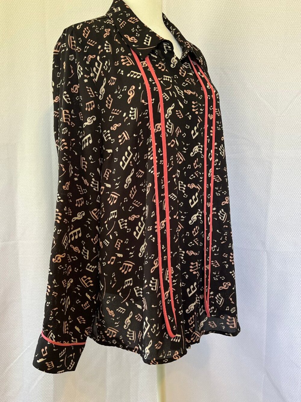 ModCloth Jazz Music Note Women's Blouse w/Tie - Picture 7 of 16